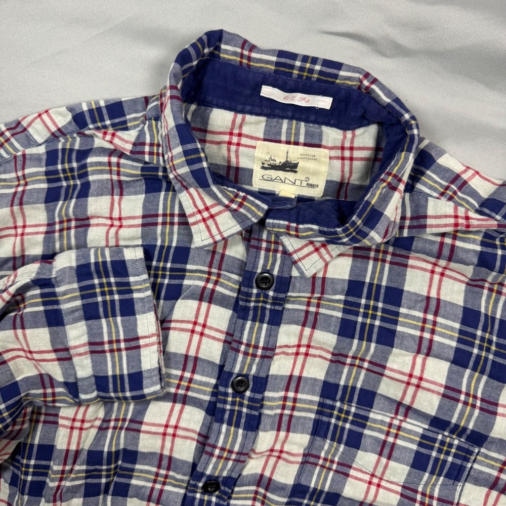 GANT Rugger E-Z Fit Plaid Button Up Shirt Men's XXL Blue Red White Cotton